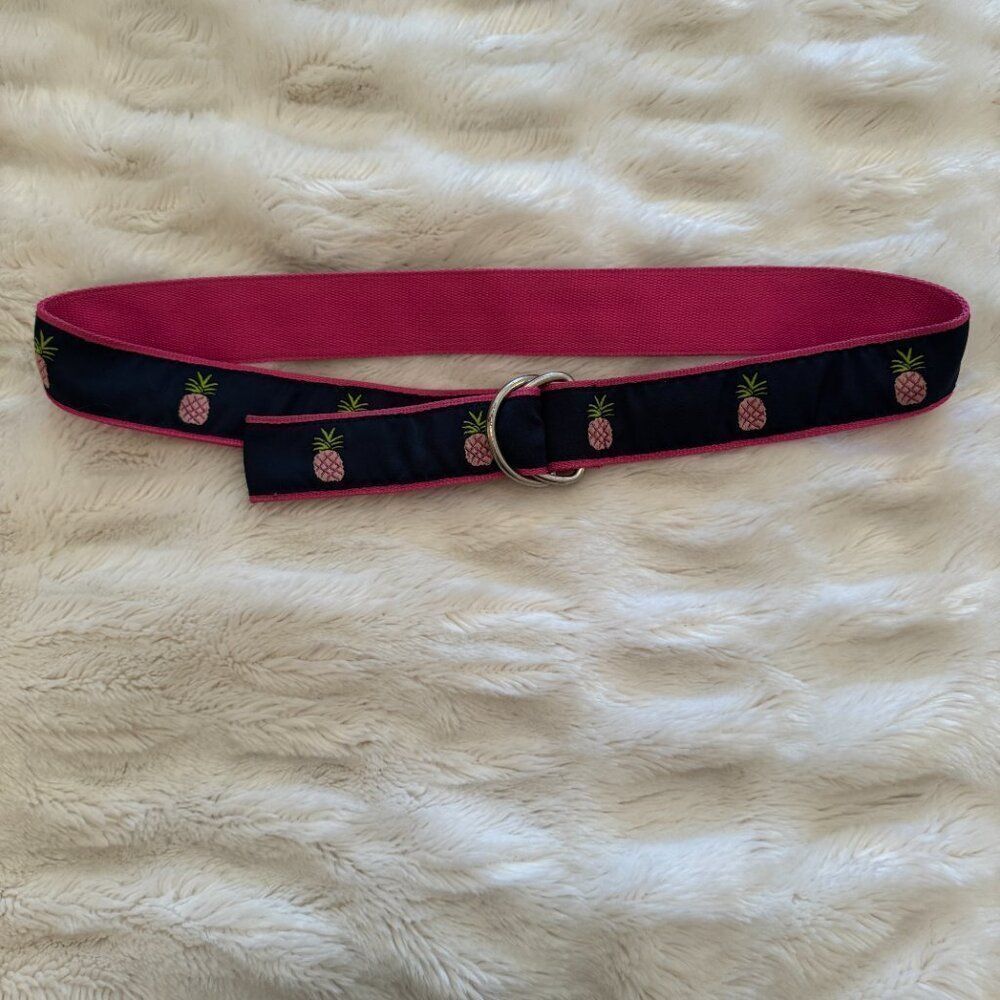 Toe Goz Pink and Navy Blue Pineapple Ribbon Belt - Picture 6 of 6